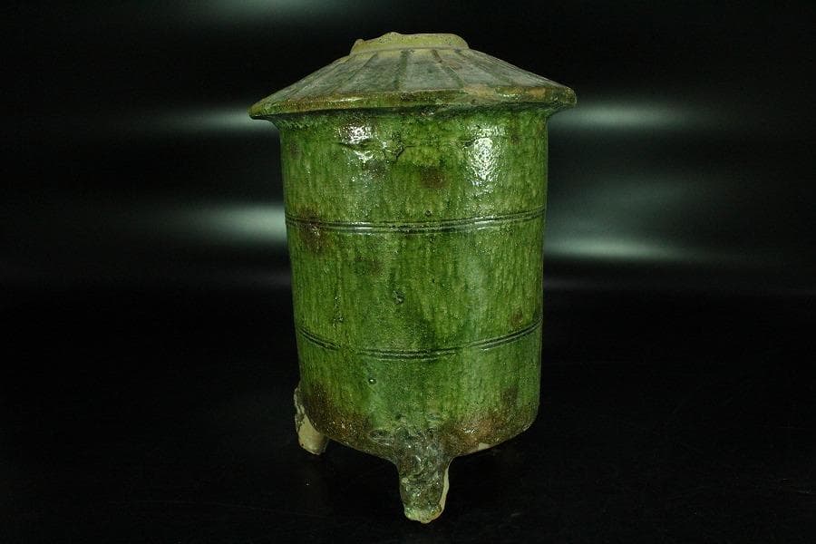 中国美術 緑釉 菌 後漢 時代物(K-A357)