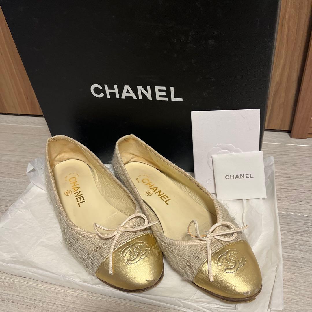 CHANEL シャネル　ツイードバレエシューズ 37サイズ