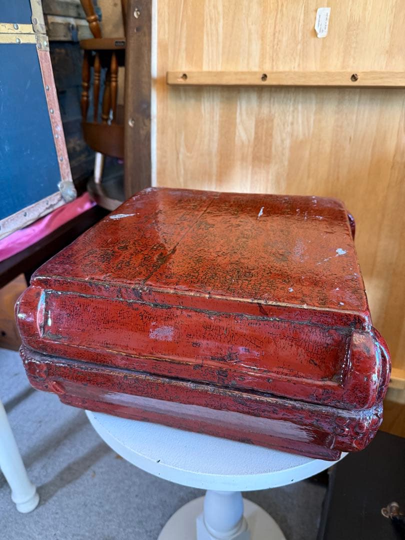 明治〜昭和初期 朱塗り木箱 大型 アンティーク古民具
