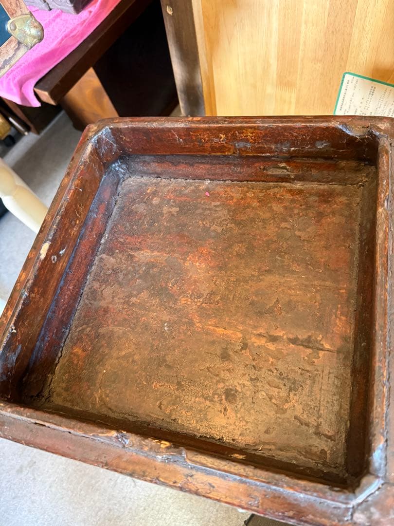 明治〜昭和初期 朱塗り木箱 大型 アンティーク古民具