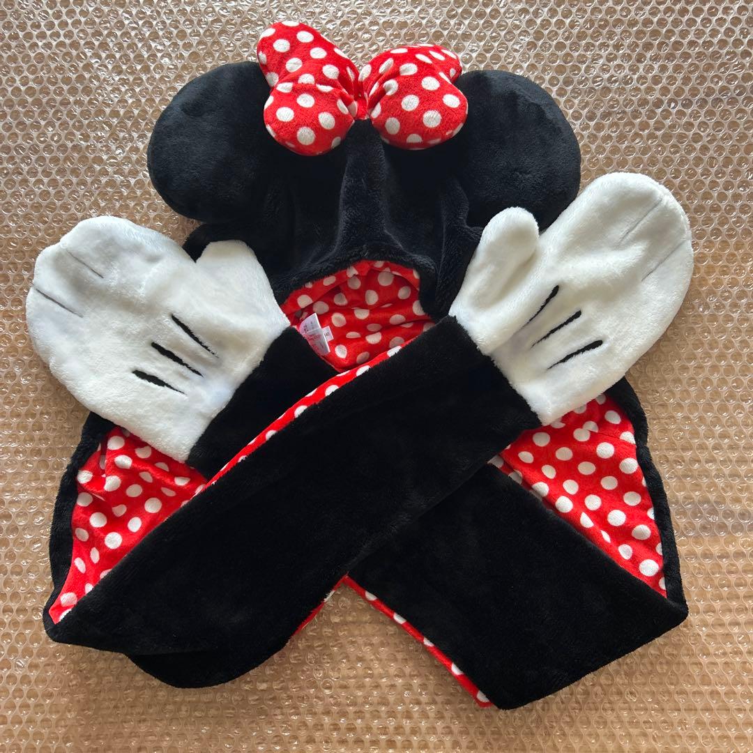 ディズニー　ファンキャップ　ミニー　ドット　水玉　マフラー　手袋