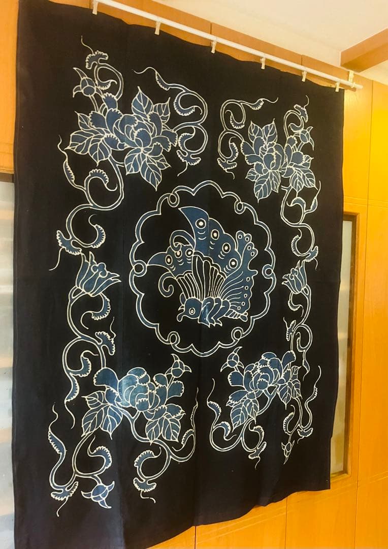明治時代の筒描　揚羽蝶✴︎藍染タペストリー