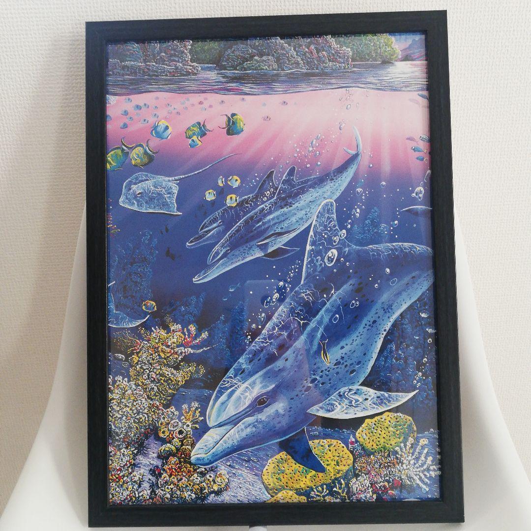 アートパネル　ハワイ　ワイキキ　オアフ　イルカ　リゾート　海　珊瑚礁　魚　熱帯魚