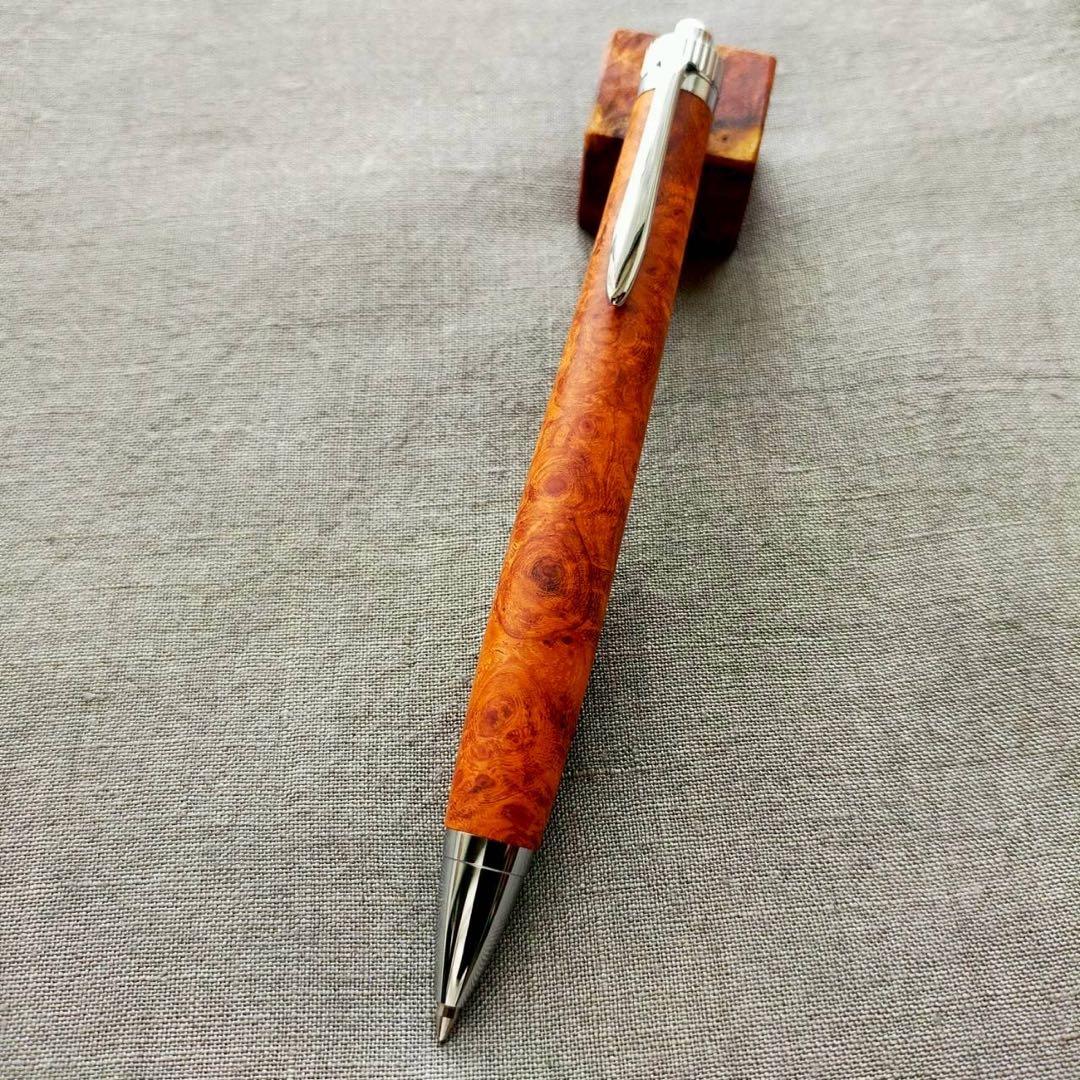 特上花梨瘤　ハンドメイド　木軸ボールペン　G2　天然木　シルバー