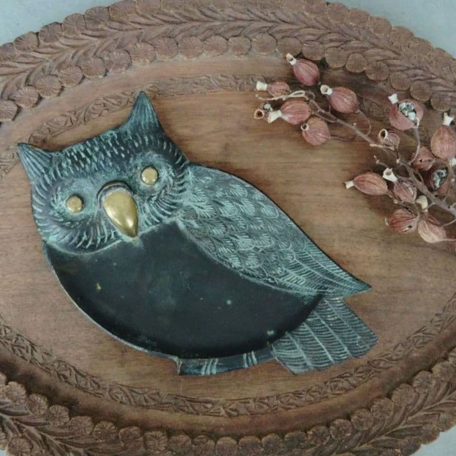 フランス　ふくろうトレイ　 アクセサリー　小物入れ アッシュトレイ　17cm