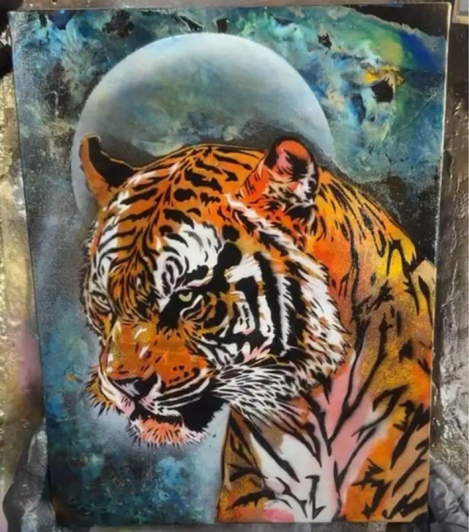 スプレーアートエデン　原画　トラ　F6 キャンバス