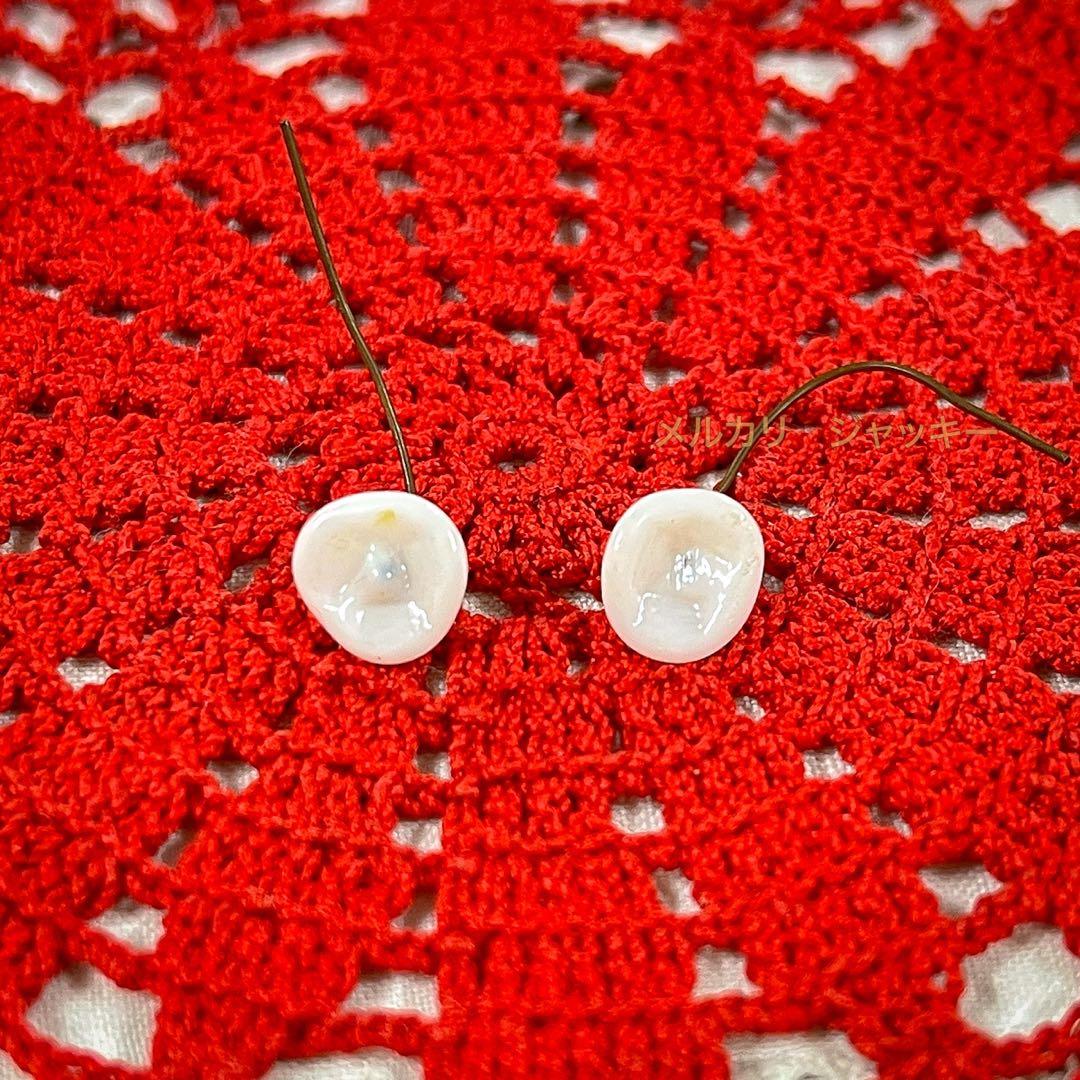 アンティーク★ムラーノガラス・乳白色丸花★ドールピアス イヤリング★フランス