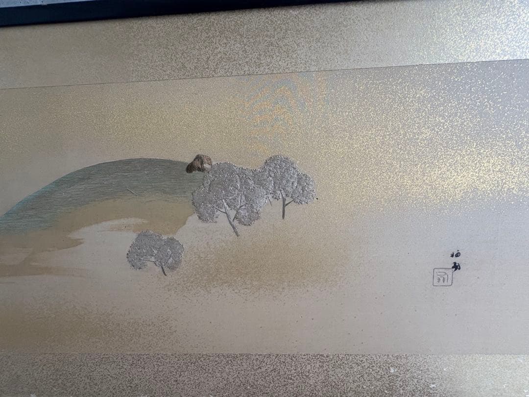 横額　刺繍　竹内栖鳳の絵をモチーフに