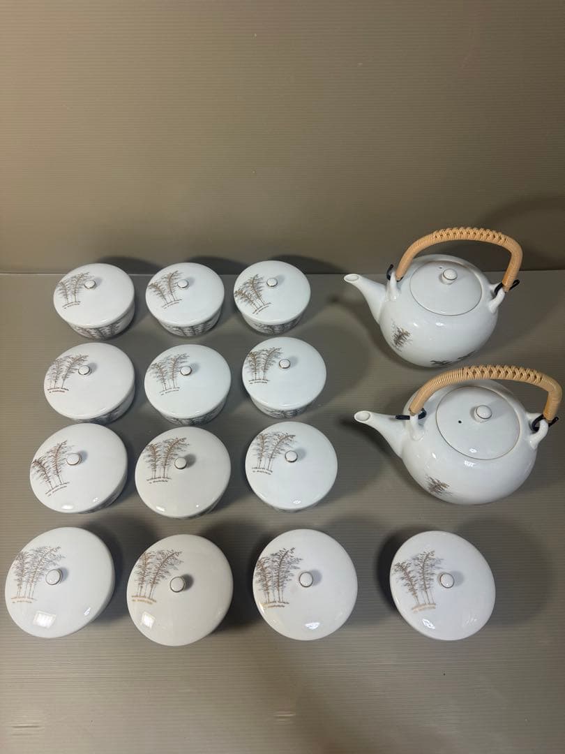 2301 深川製磁　茶器セット　急須2客　湯呑蓋付13客