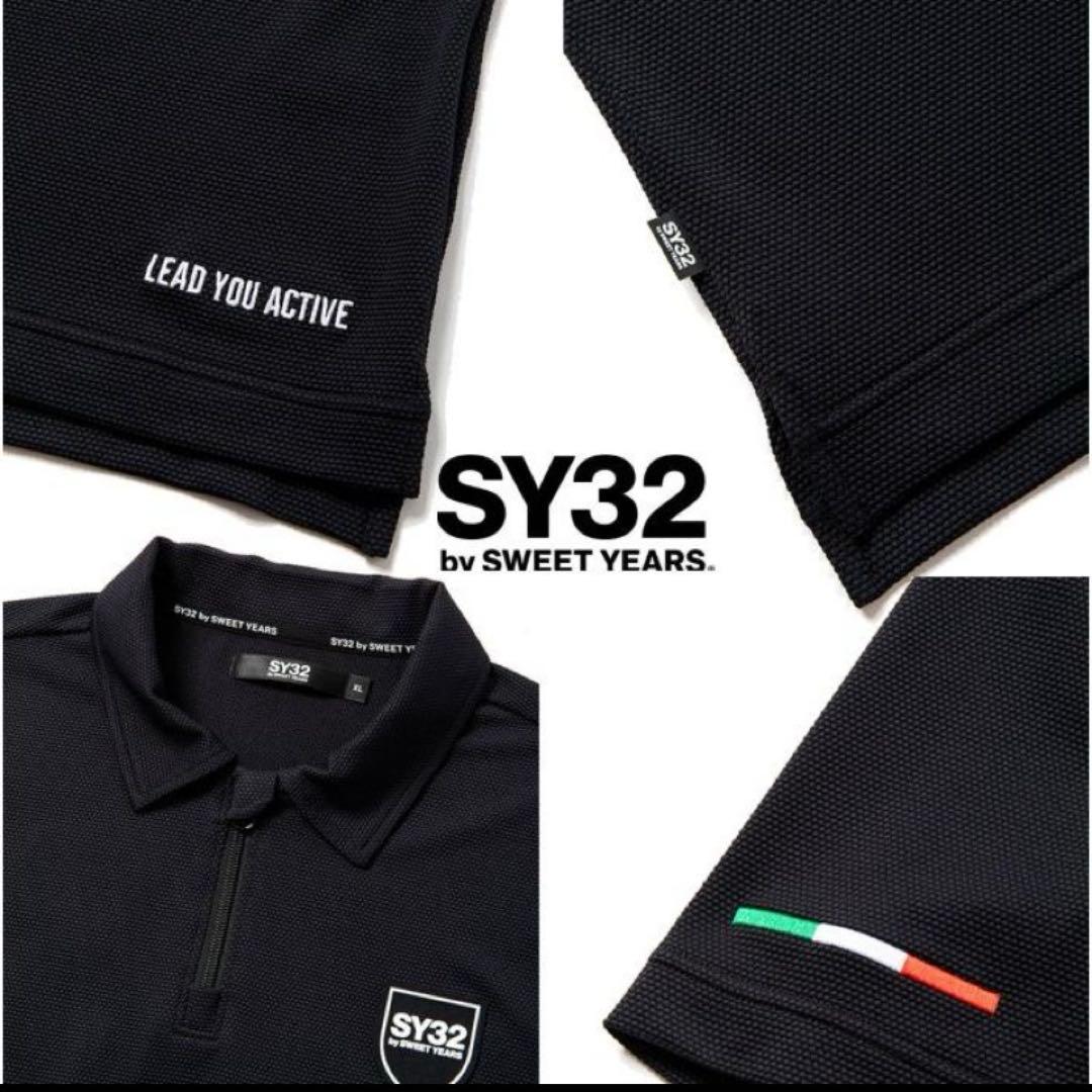 SY32 by SWEET YEARS 半袖ZIPポロシャツ BLACK XL