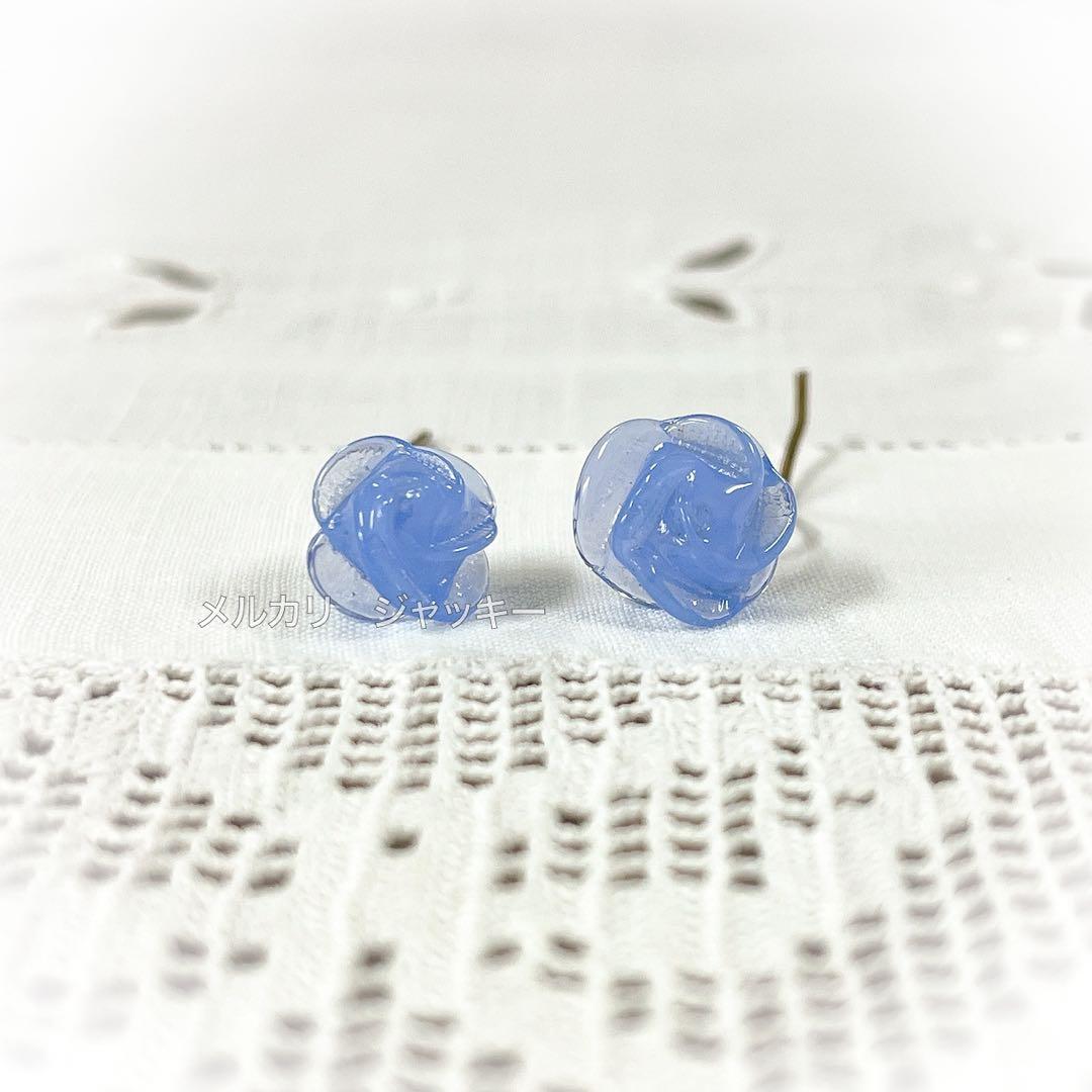 アンティーク★ムラーノガラス青薔薇★ドールピアス イヤリング★フランス イタリア