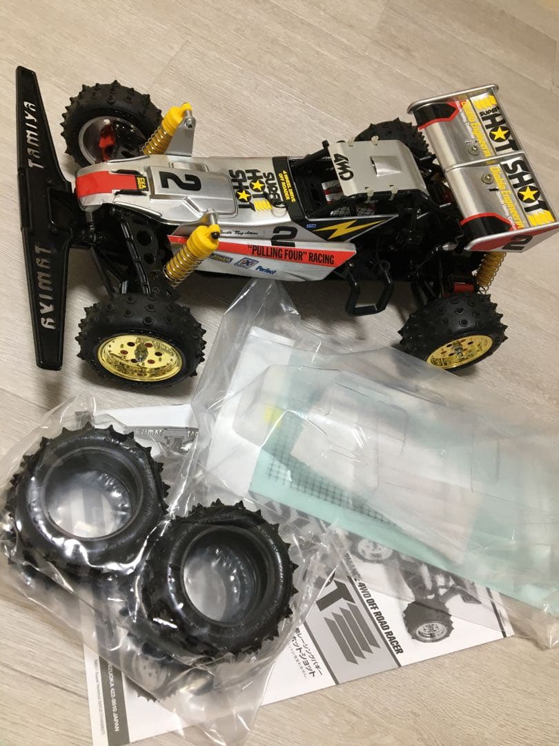 田宮スーパーホットショット美品　未使用タイヤ、未使用ボディ付き