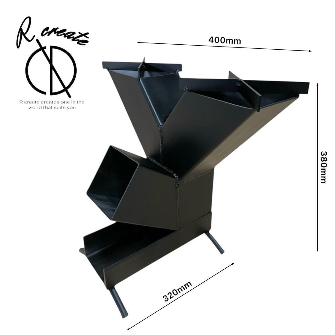 2口2連薪ストーブ　ロケットストーブ キャンプ 焚き火台 焚火 煙突 一点物