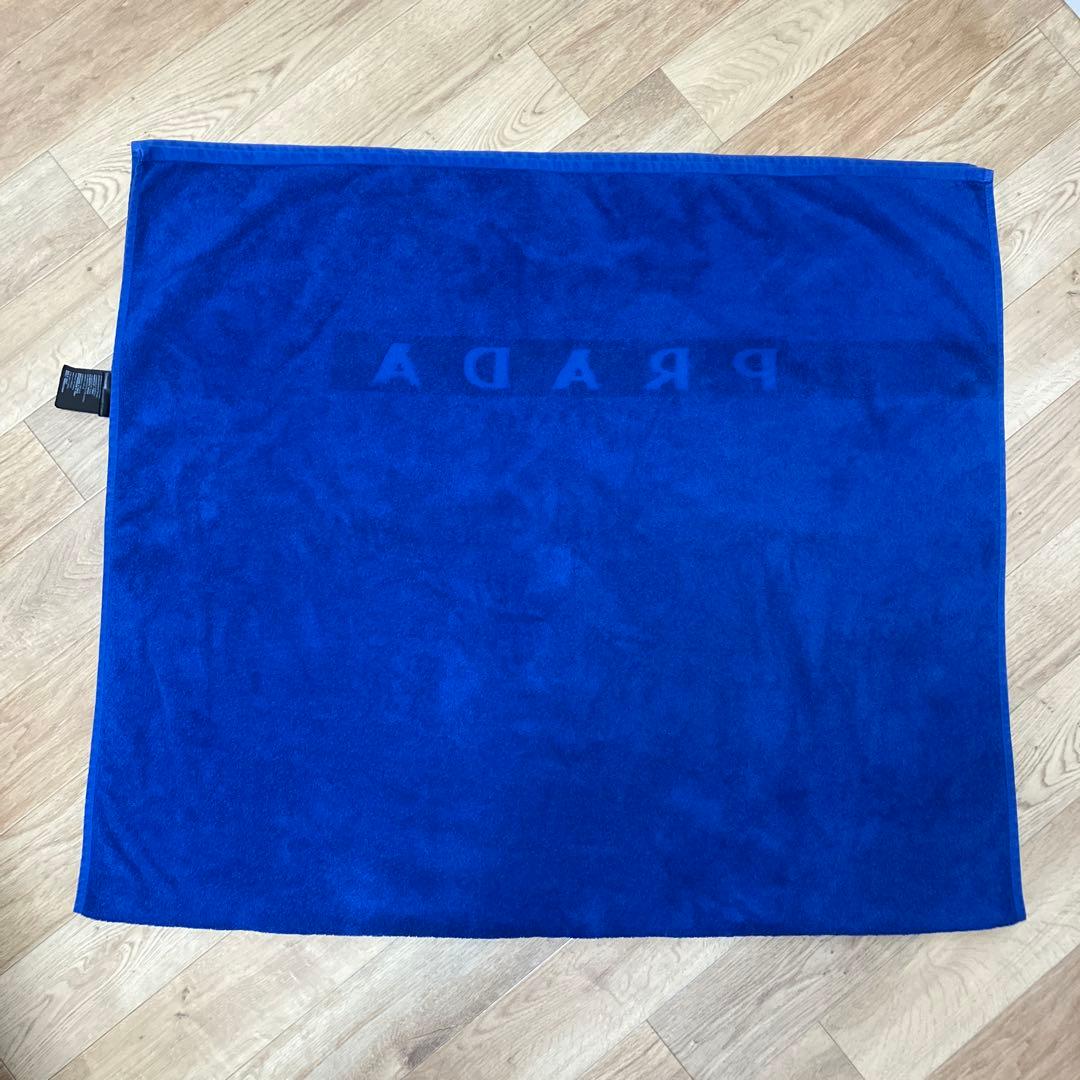 PRADA プラダ ロゴ　ビーチタオル　ブルー　コットン