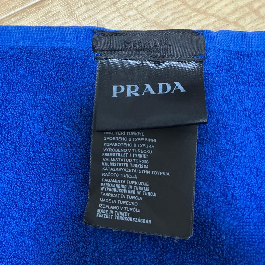 PRADA プラダ ロゴ　ビーチタオル　ブルー　コットン