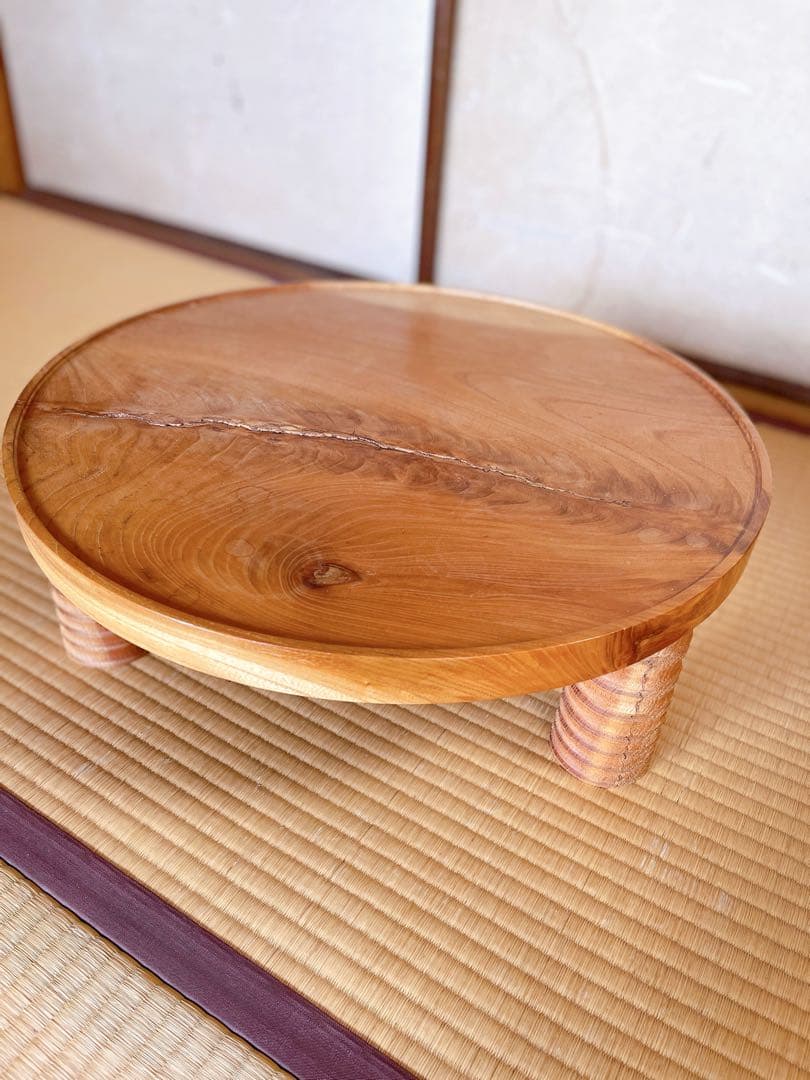 ちゃぶ台 天然木 円形 座卓 一枚板 和モダン お値下げ