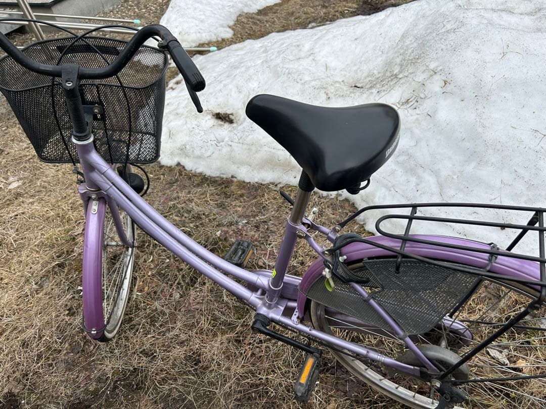 シティサイクル 紫色 メッシュバスケット付き　北海道