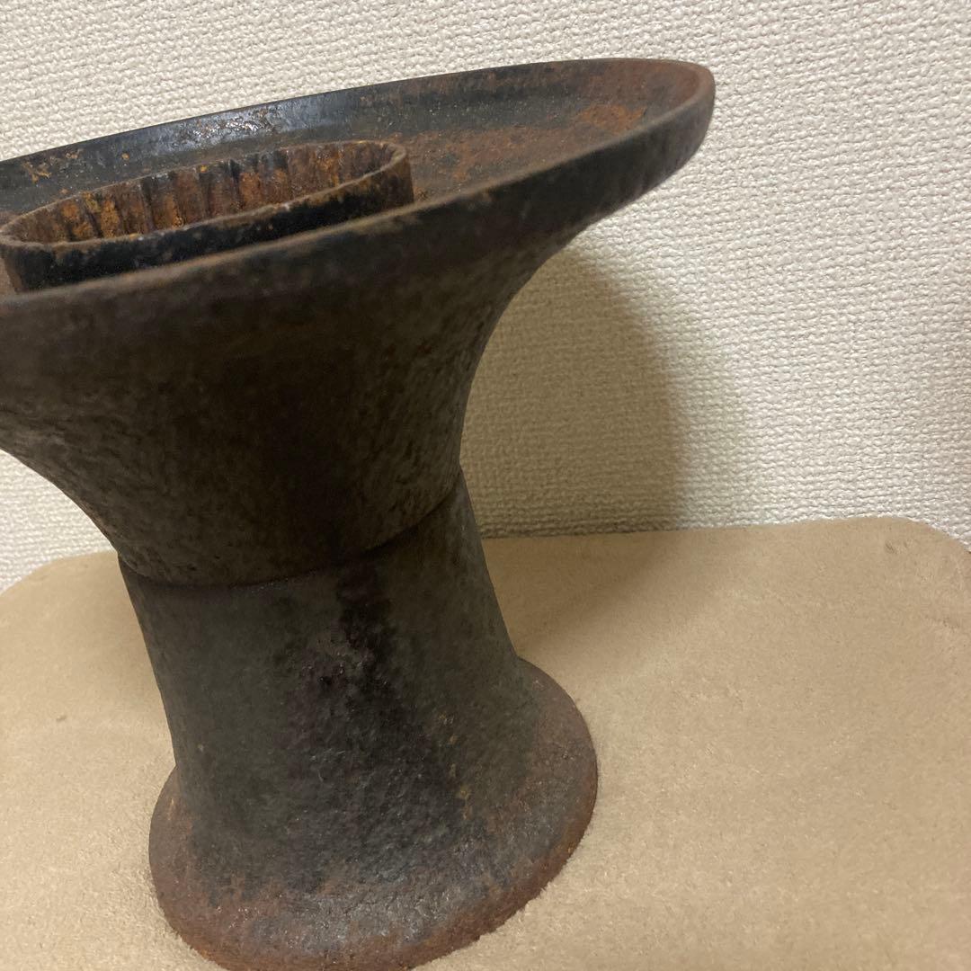 伝統工芸 薄端 花器 水盤 金属製 鉄製 花瓶 華道 金属工芸品