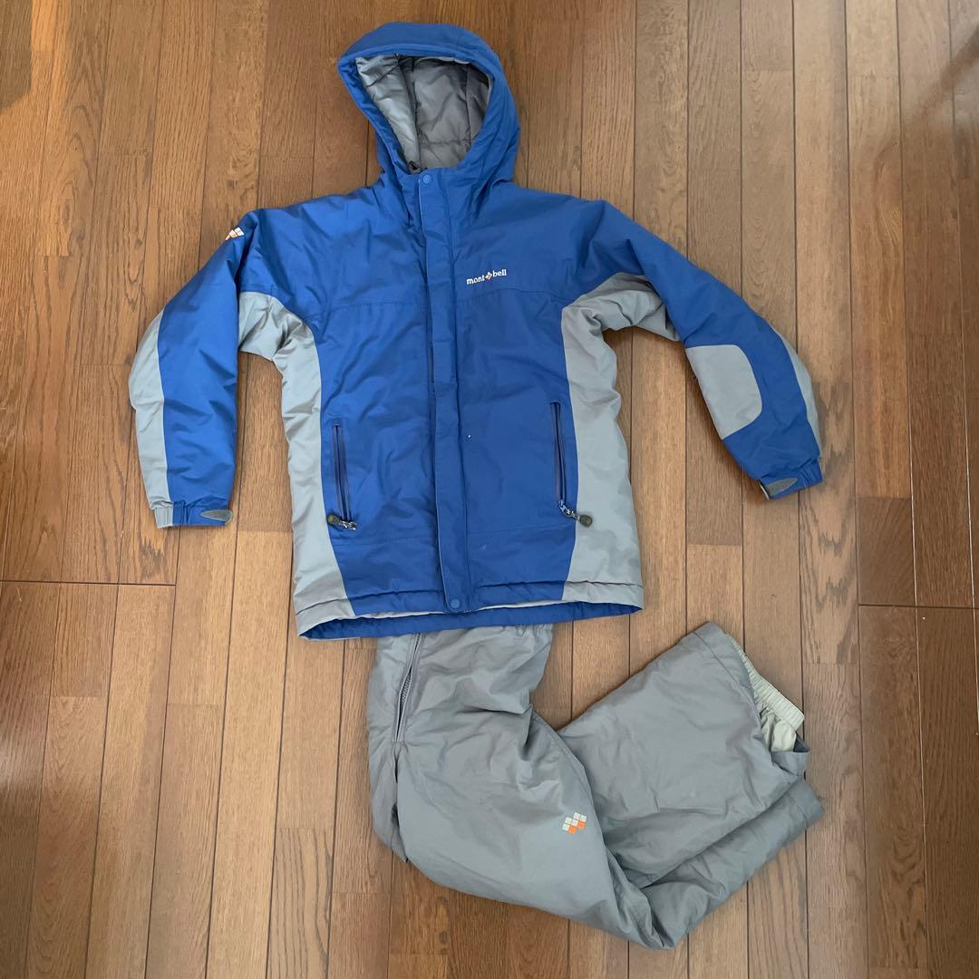 モンベル 子ども用スキーウェア 150cmブルー グレー キッズ　セットアップ