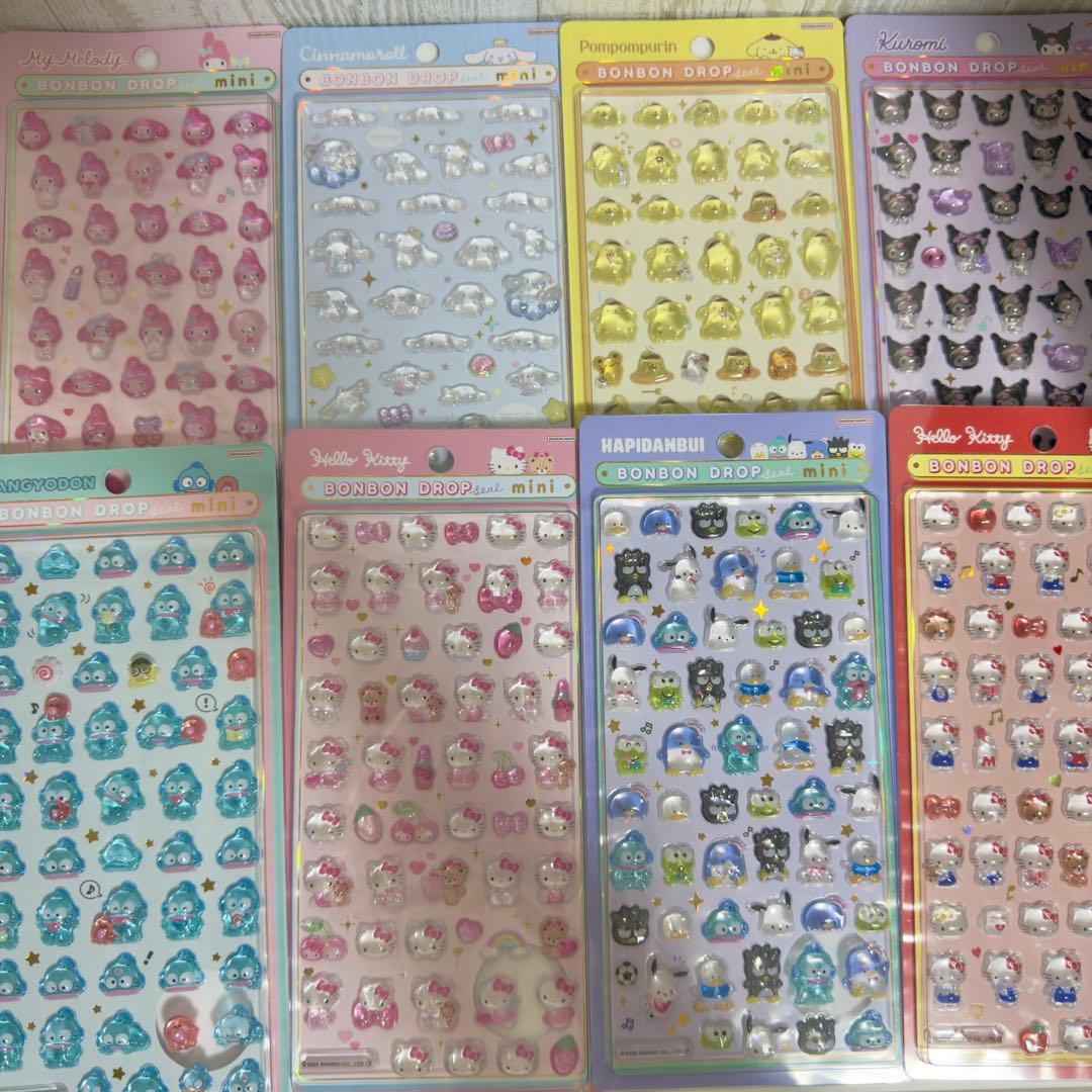 【正規品】ボンボンドロップシール　ミニ　サンリオ　はぴだんぶい　8種類　セット