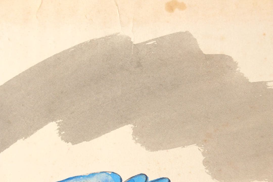 No5085 額装　ヘンリー杉本　遮光器土偶図　1970年　直筆サイン　送料無料