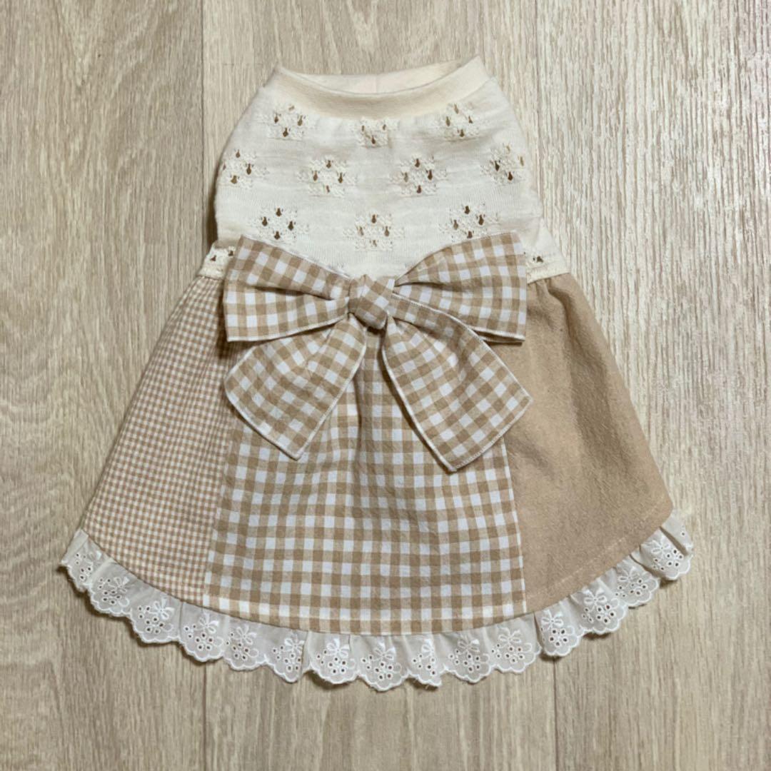 犬服⭐︎ハンドメイド♡リボンワンピース（チェック）