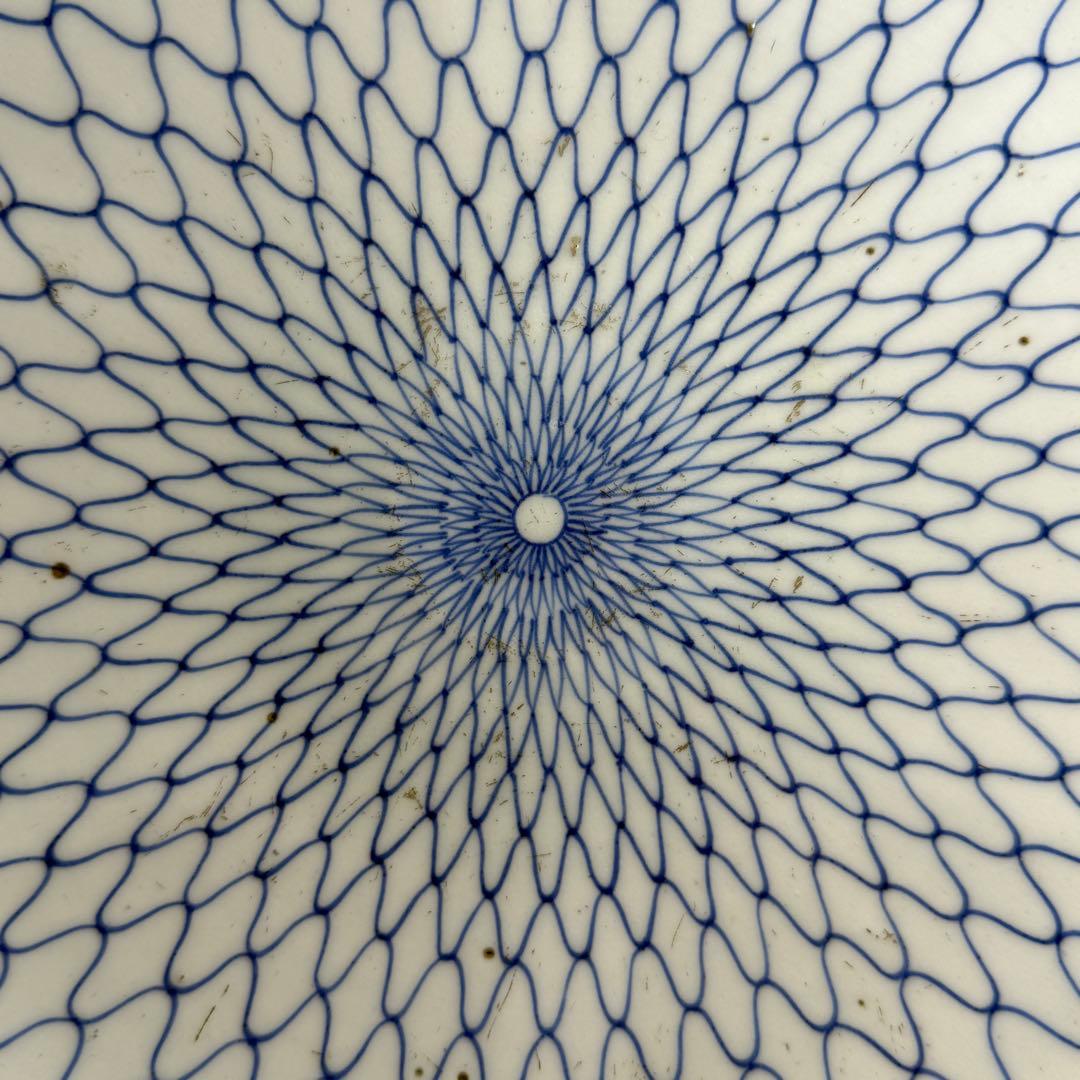 ◆名品 古伊万里 染付 網目文中皿大皿2枚組 江戸時代中期◆