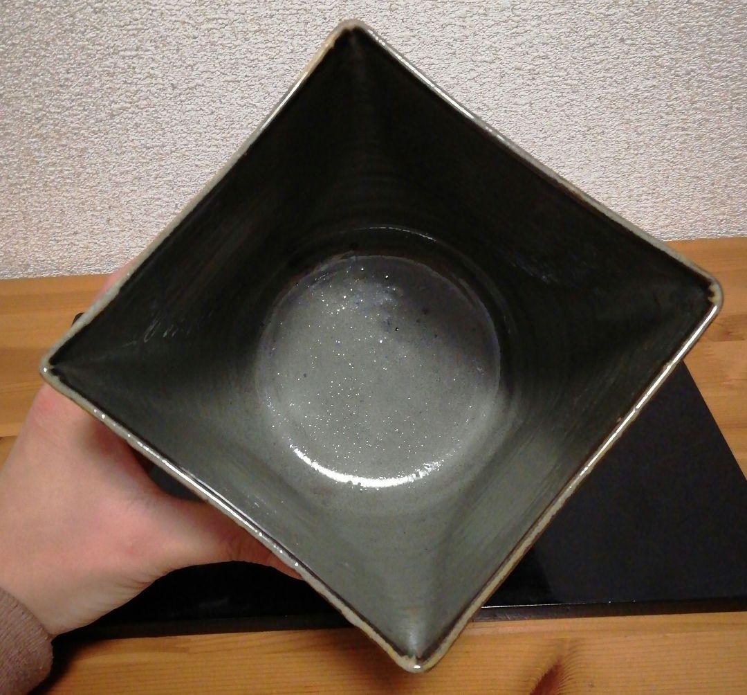 鵬雲斎書付　高取焼　菱形　四方口　水指　共箱　茶道具