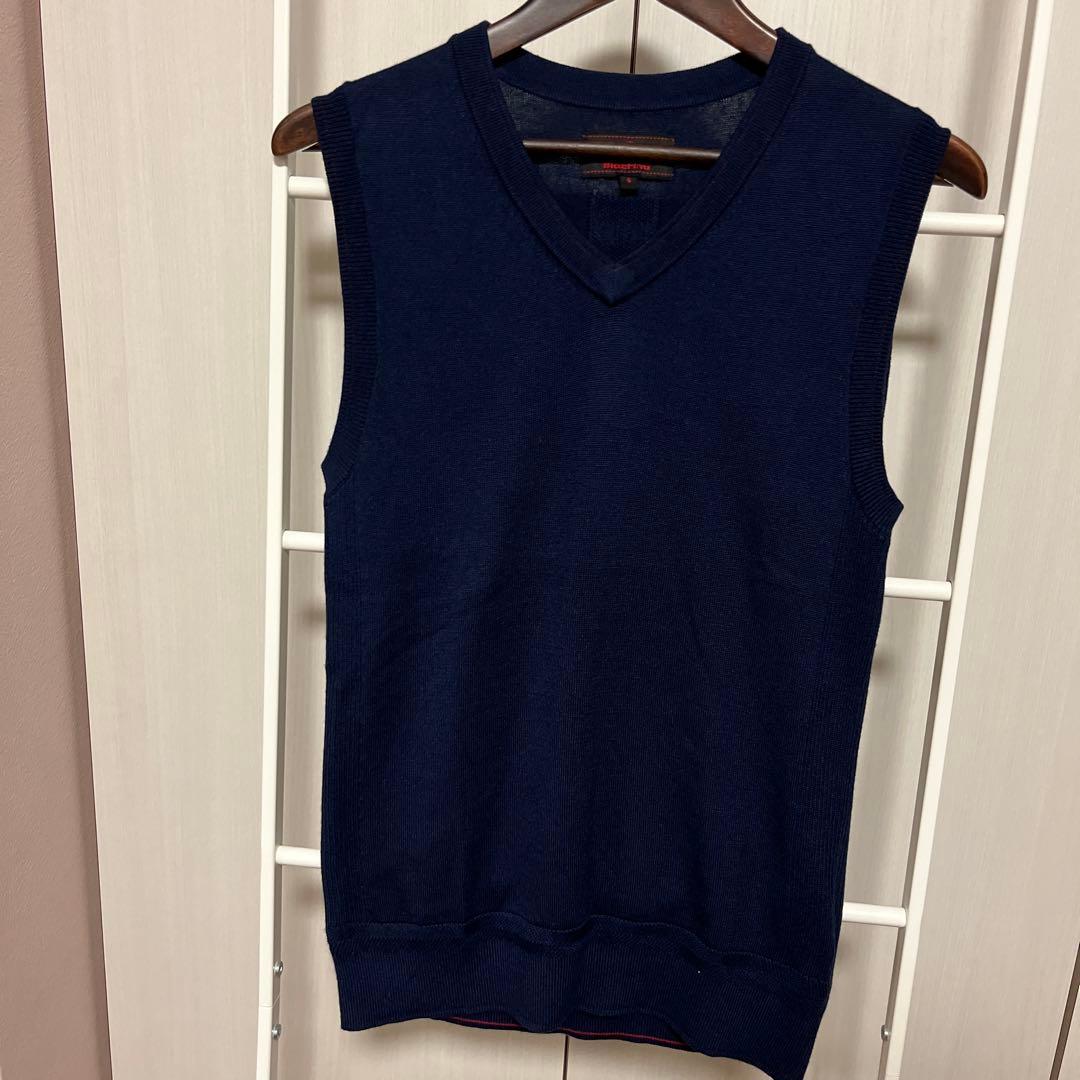 BRIEFING ブリーフィングVネックベスト シルク カシミヤ ネイビー S