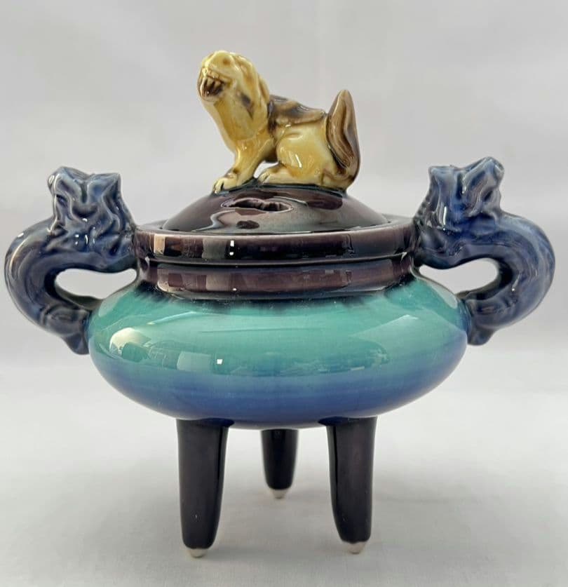 彩釉 久谷焼 香炉 徳田八十吉(正彦)