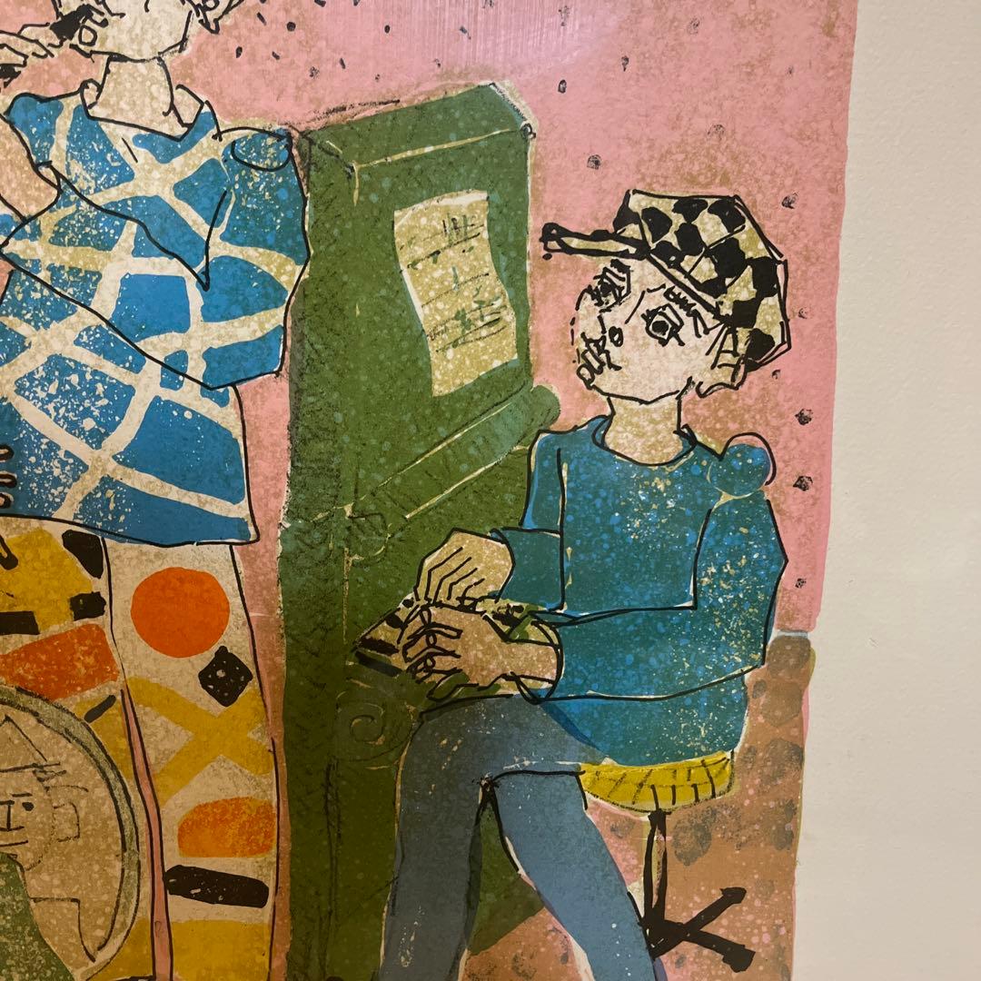 ポール・アイズピリ「少年の音楽隊」リトグラフ　本人サイン有