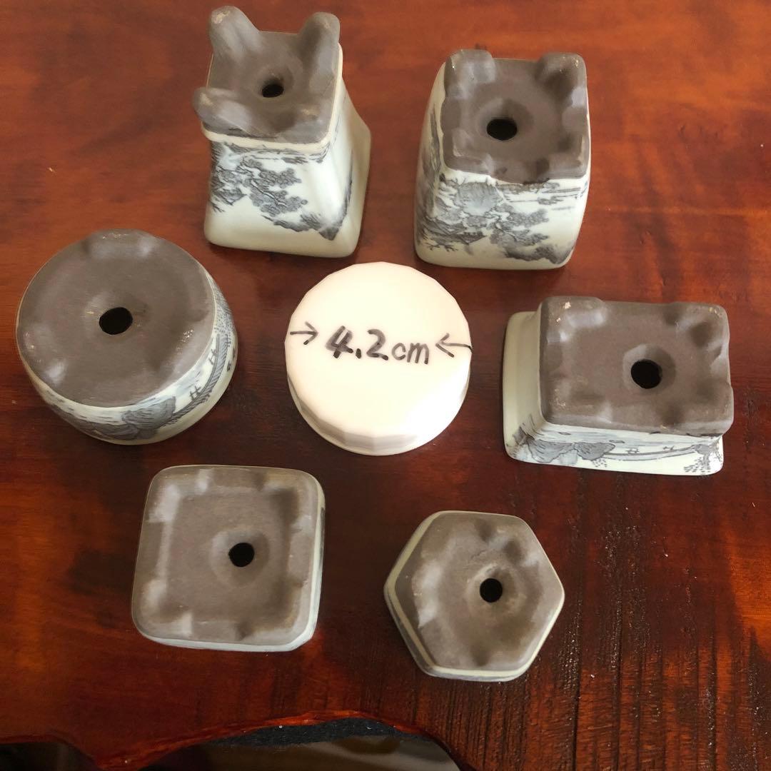 小品盆栽　サボテン　植物鉢 8点組　絵柄6点　小餅庵2点