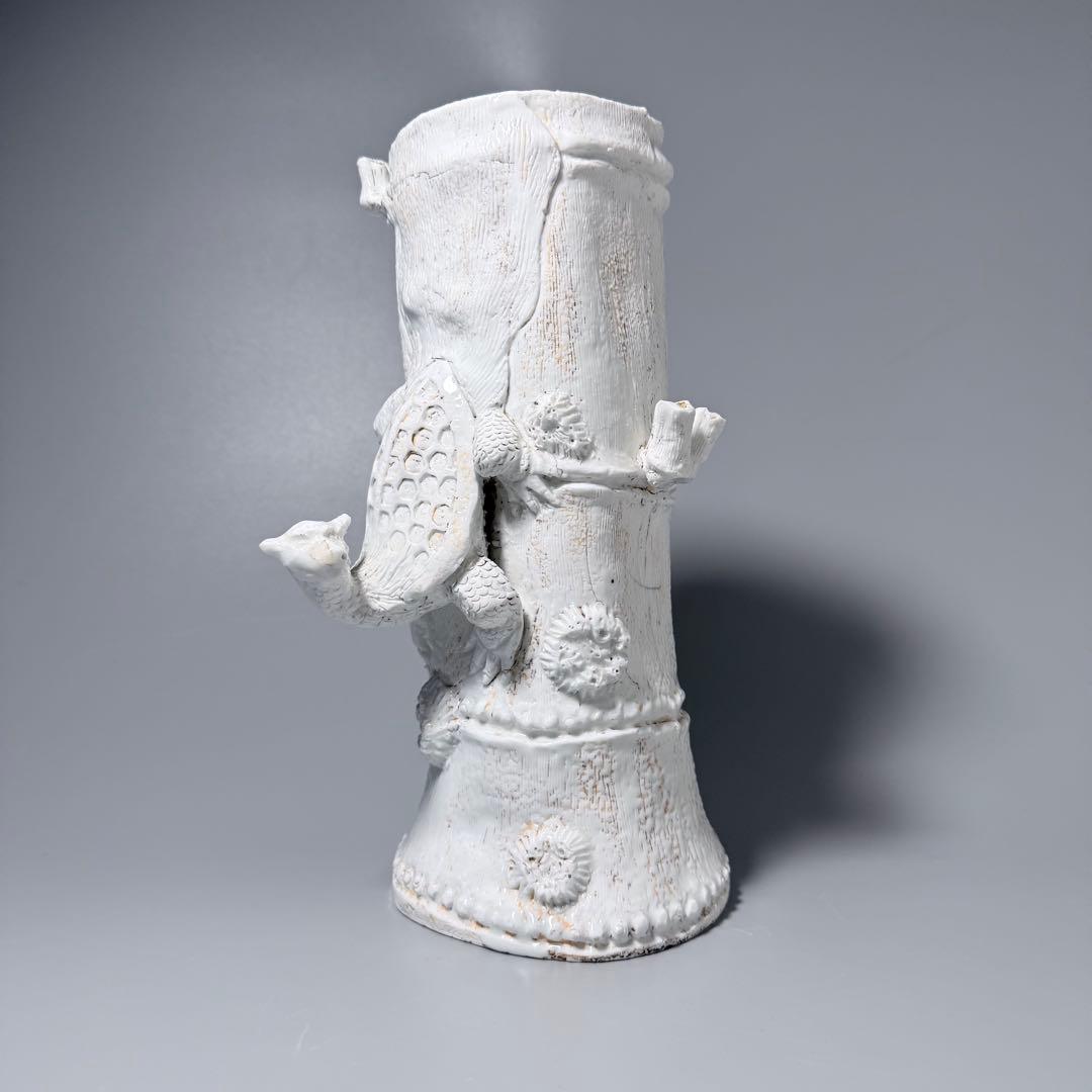 江戸後期　平戸焼　白磁玄武竹形花器　共箱　迫力の造形美　大珍品　蒐集家旧蔵
