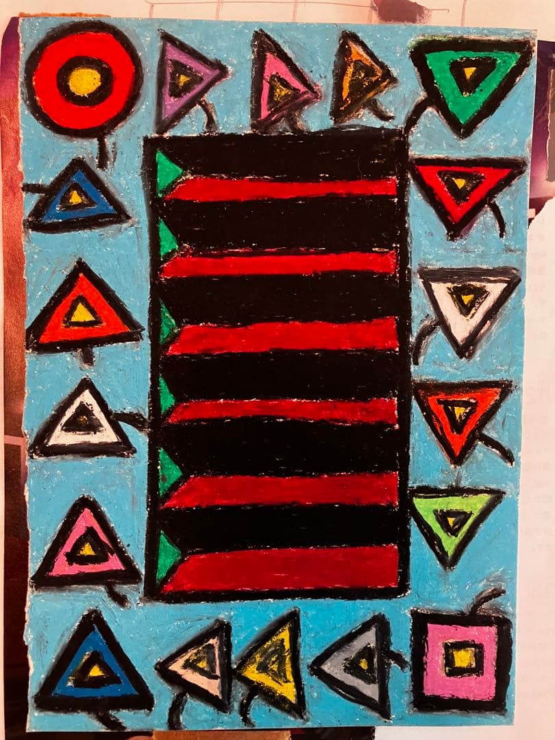 幾何学模様のパステル画