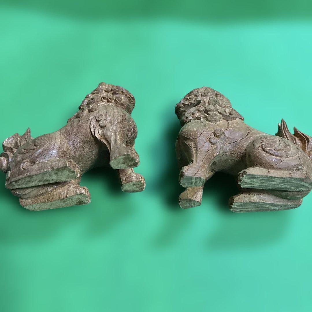 ⑨ 狛犬　彫り物（けやき材）木製　左右一対