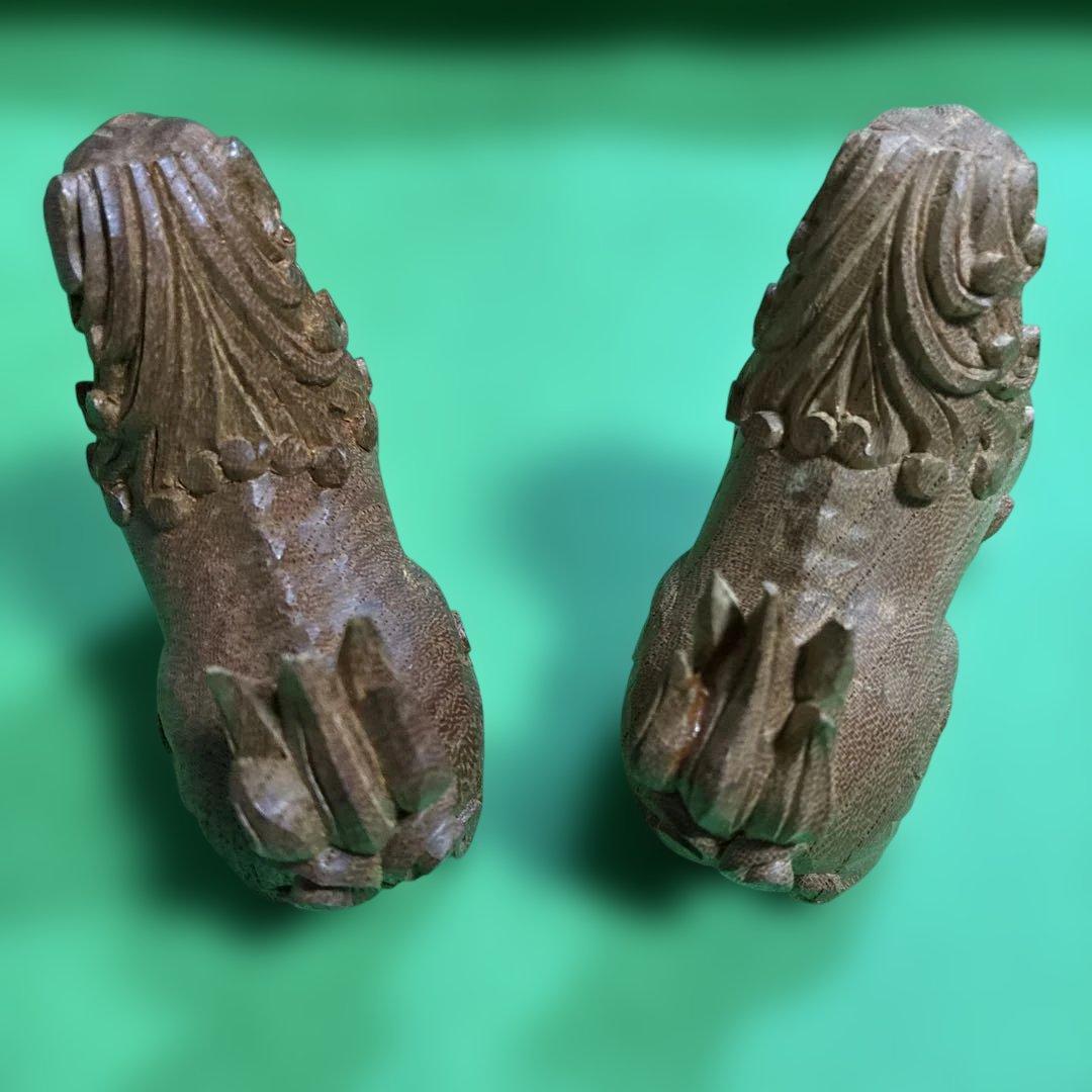 ⑨ 狛犬　彫り物（けやき材）木製　左右一対