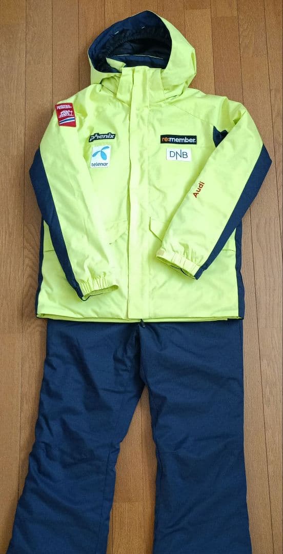 Phenix スキーウェア上下セット160 （蛍光イエロー×ネイビー）