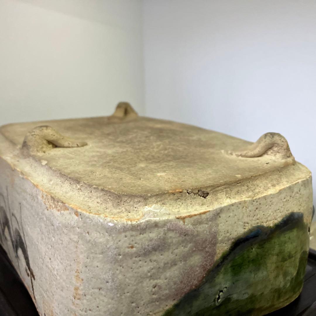 織部焼 三足 蓋物 菓子器