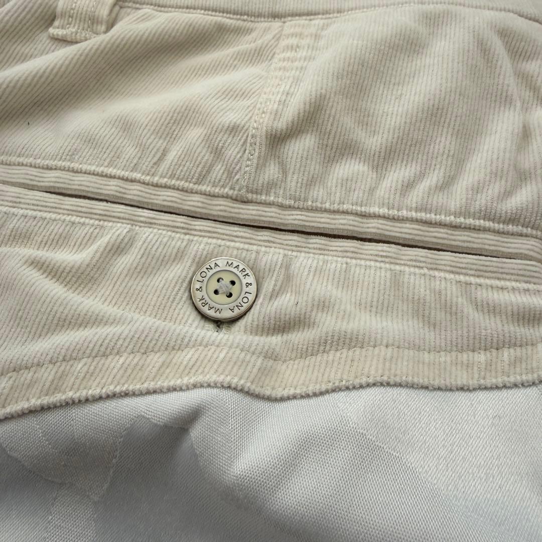 マークアンドロナ　パンツ　迷彩　コーデュロイ　白　総柄　S相当　コットン素材