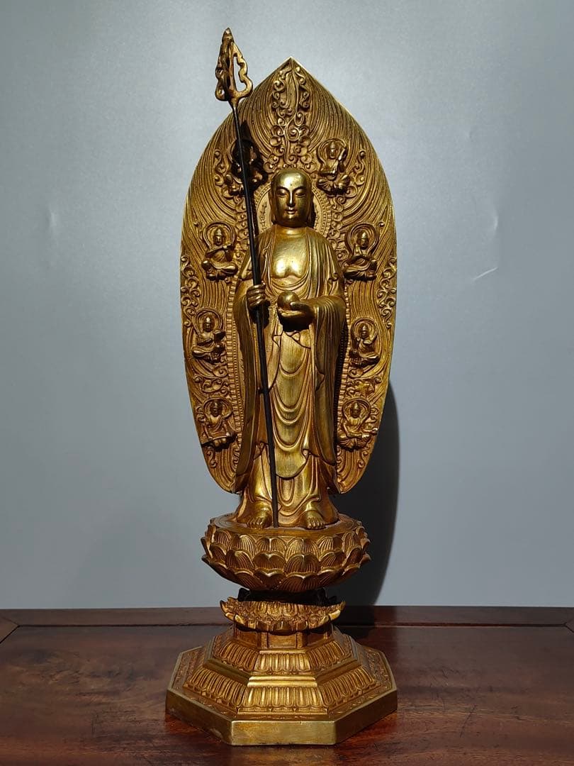 旧蔵　純銅鎏金仏像「地蔵菩薩 」