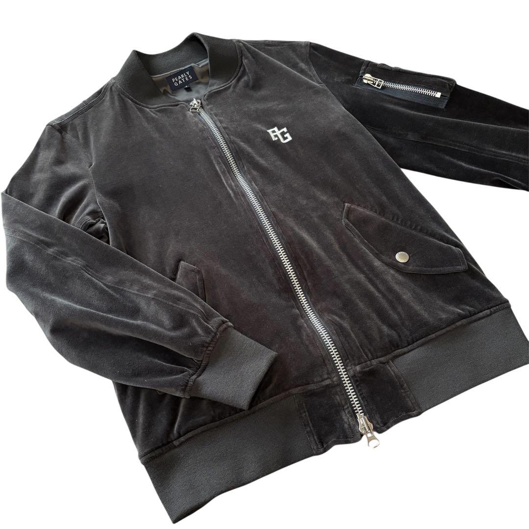 パーリーゲイツ✨　ベルベットブルゾン　ゴルフ　ジップアップ　ブラウン　４　M