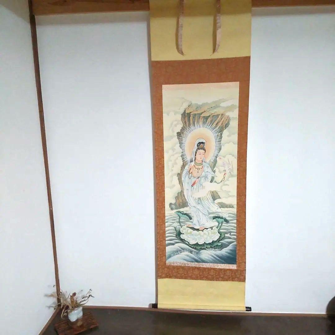 【美品】観世音菩薩 掛軸 仙涯　約181✕54cm 共箱付