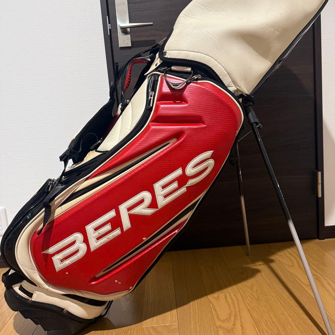 HONMA BERES スタンド式 キャディバッグ ゴルフバッグ 赤/白