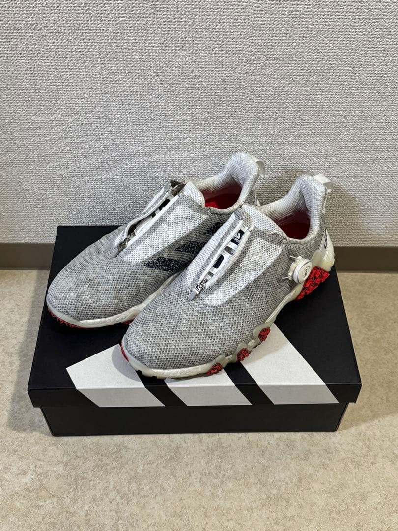 adidas BOOST シューズ グレー/ホワイト/レッド　27.5㎝