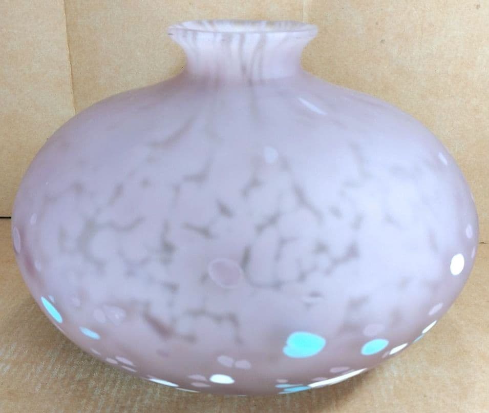 【本物保証】藤田喬平 手吹 金彩 花瓶(薄紫系) 共箱 栞 デパートカード