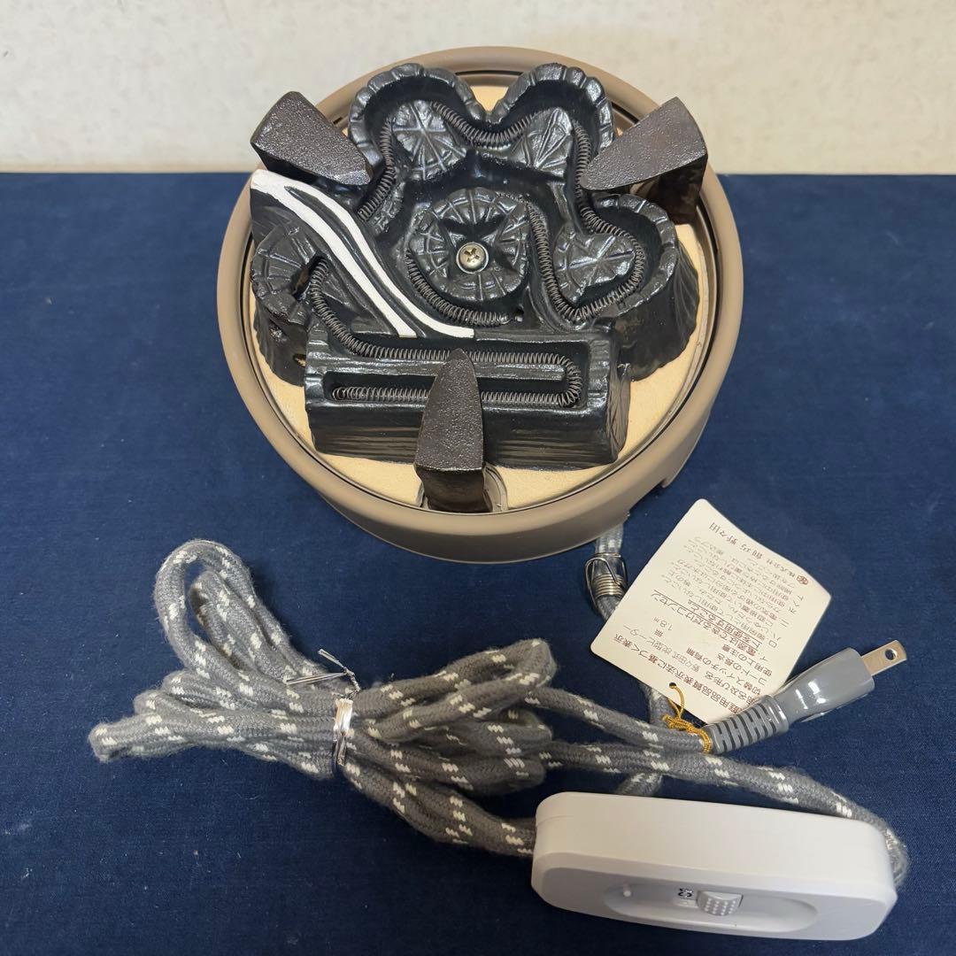 風炉 茶釜 電熱器 唐銅鬼面風炉釜 南鐐撮(銀摘)野々田製電熱器 敷板 底瓦