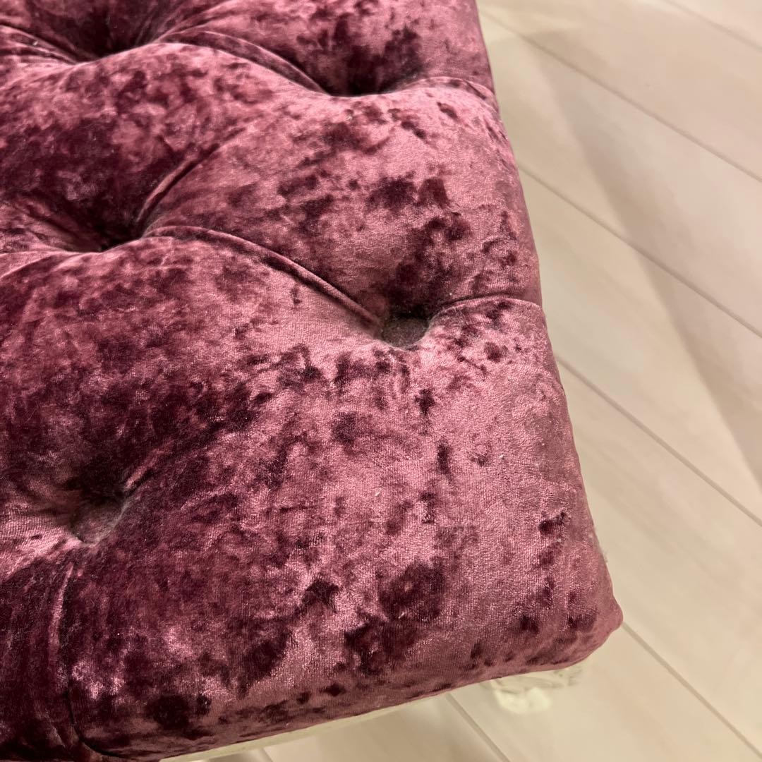 アンティーク　ベルベット　ベンチ　紫　スツール　長椅子