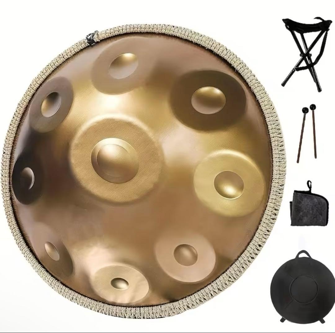 9音　9ノート　スティールドラム　ハンドパン　スタンド、ケース付き　タングドラム