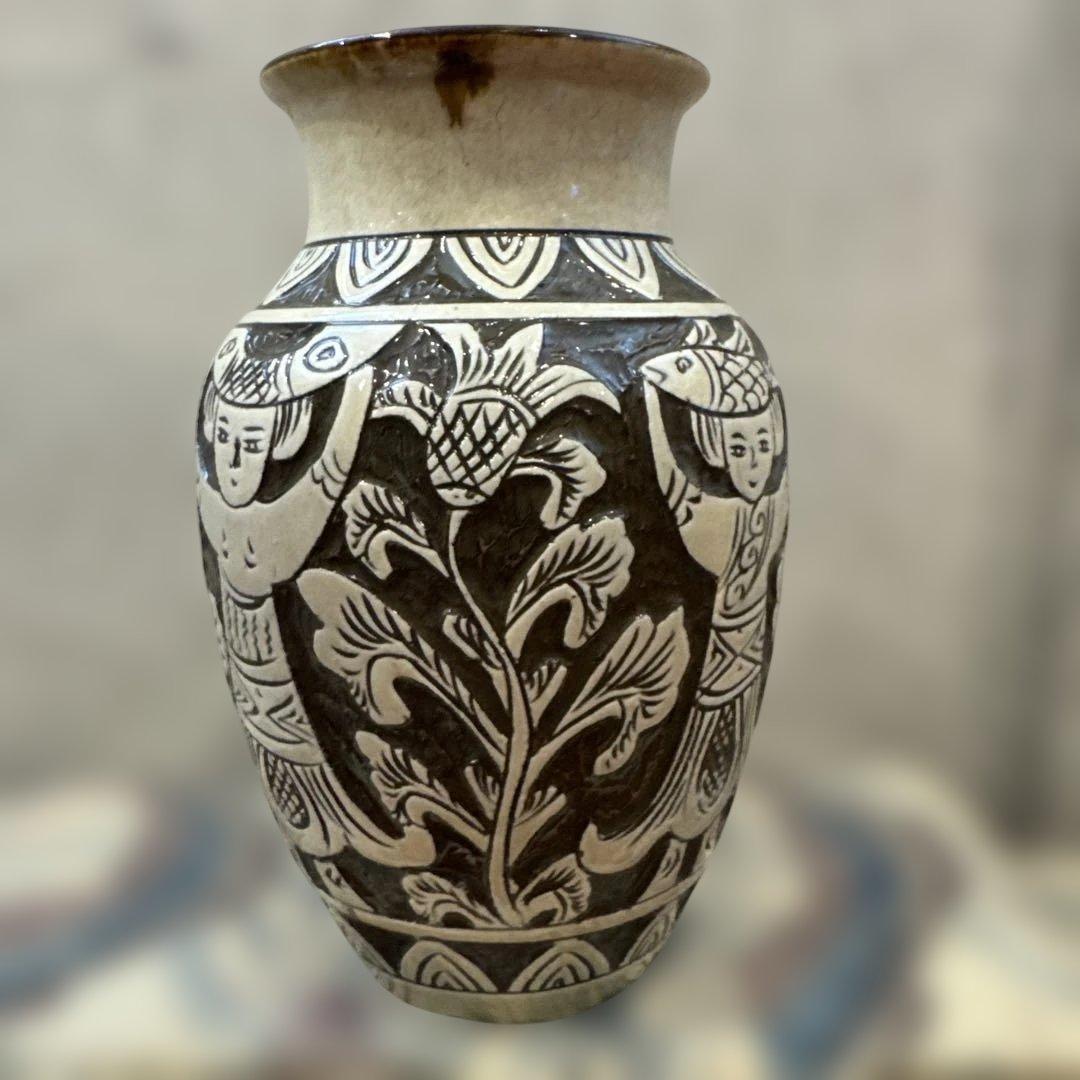 壺屋焼.エジプト紋.化粧土.掻き落とし.新品