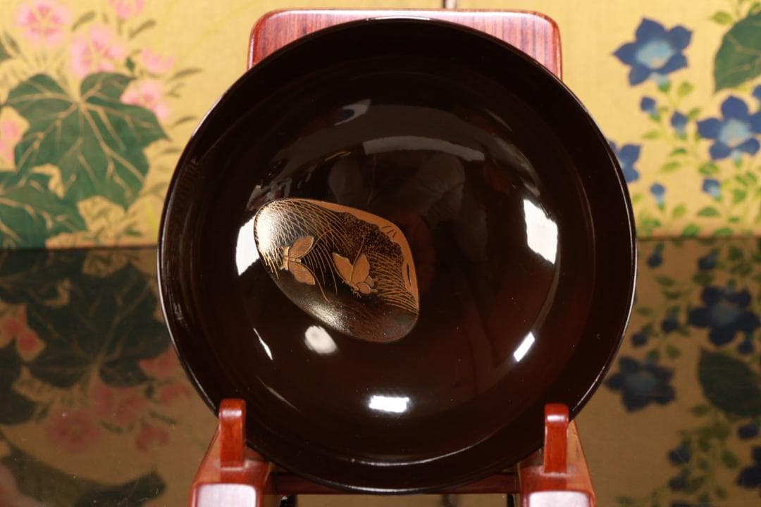 BK425　時代輪島塗　図替り　貝尽くし図金蒔絵　吸物椀　五客　木製 懐石 菓子